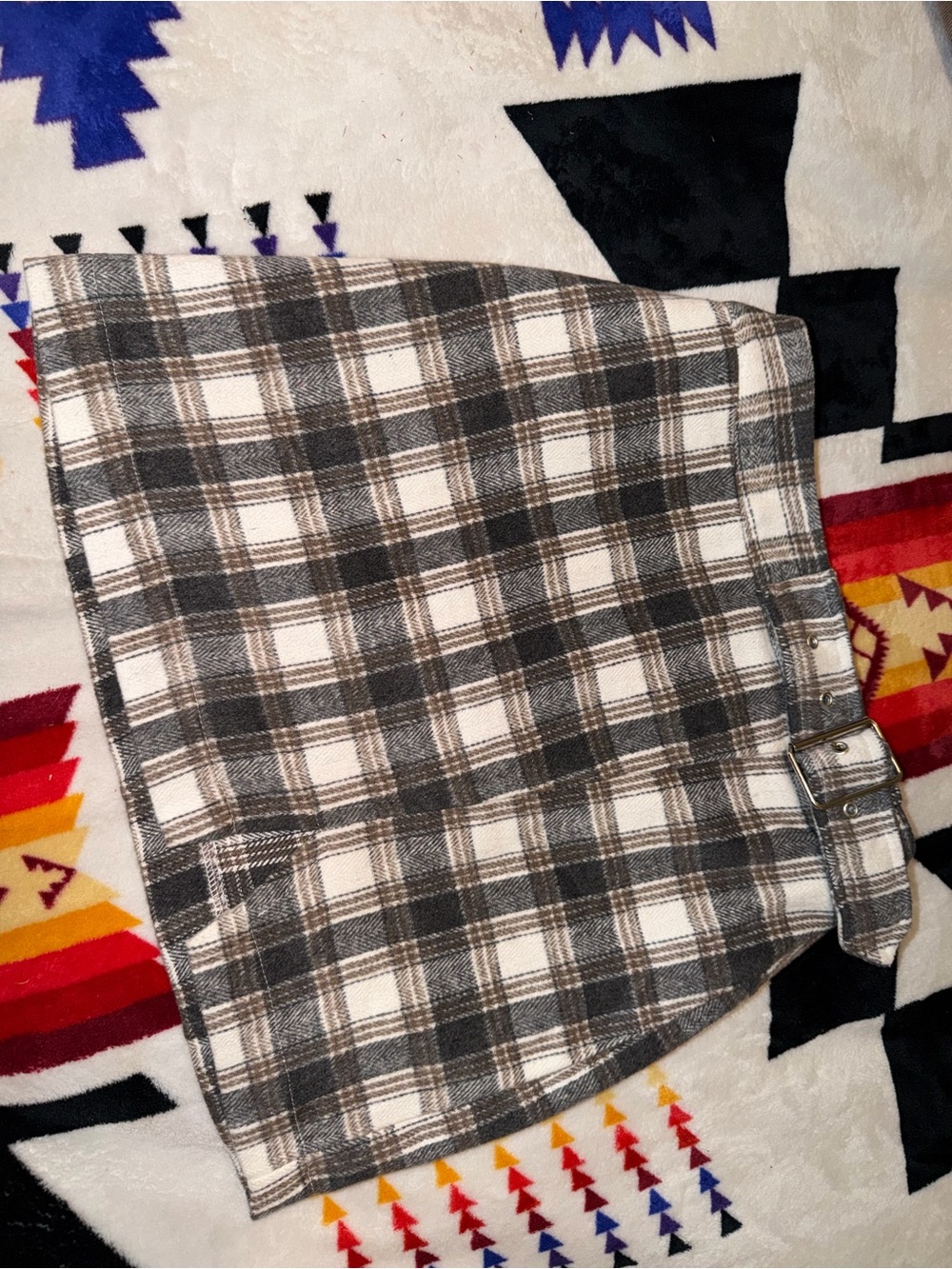 Papermoon Plaid Mini Skirt in Brown and Cream